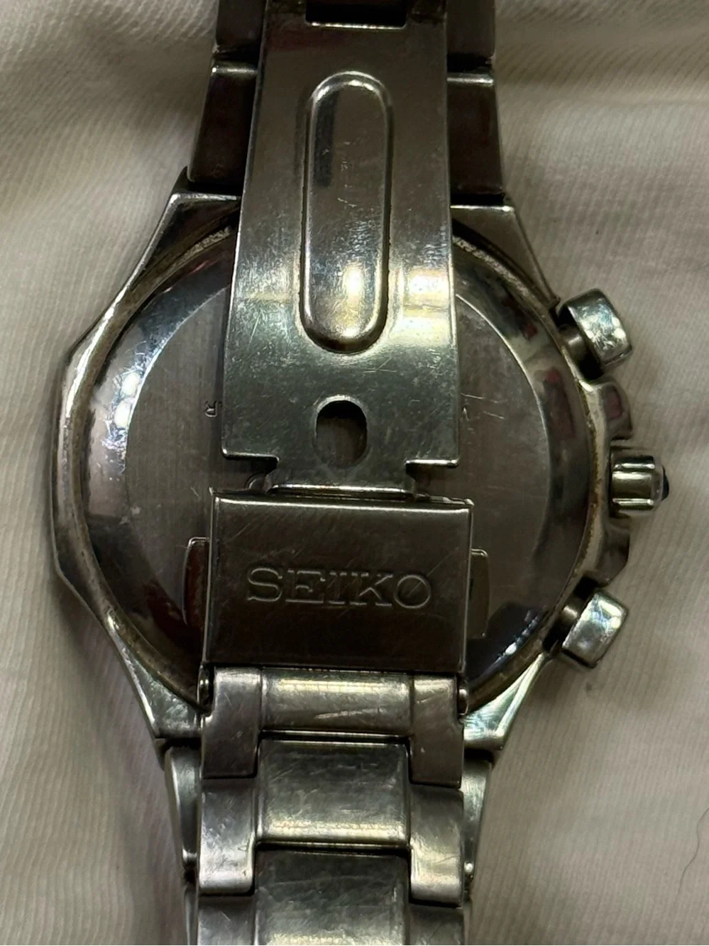 Seiko Coutura Silver Tone Mother-of-Pearl Dial Chronograph Watch